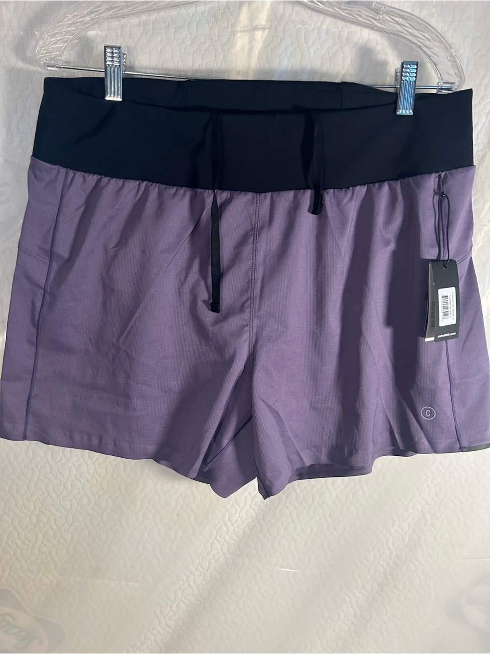 Ciele Women's Lavender Active Drawstring Shorts with Black Waistband